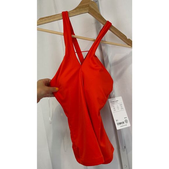 NWT ATHLETA Size XS Crossed Tankini Swim Top Vermillion Orange Red - Picture 3 of 9